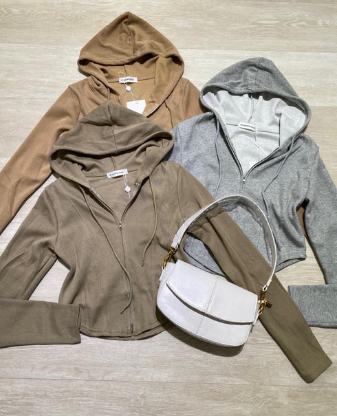 MATINEE Double Zipper Hooded Crop Top